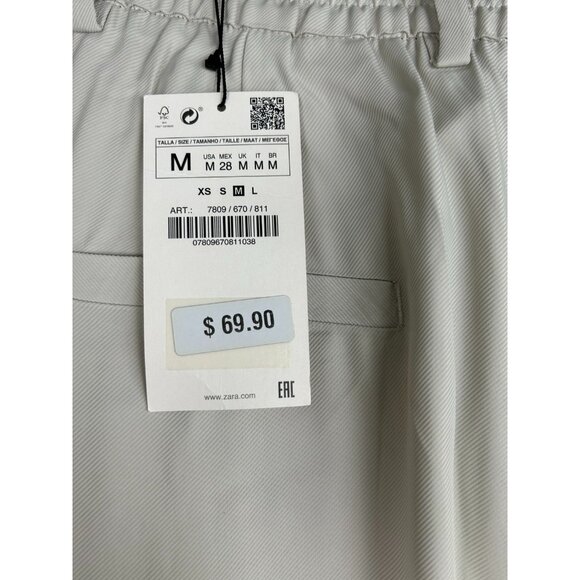 Zara Women's  Wide Leg Cropped Pants Medium Cream High Waist Casual Trousers NWT - Picture 3 of 16